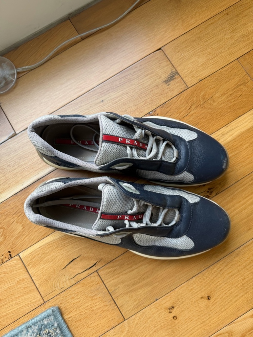 Prada Navy, Gray and Red Men’s Lace-Up Sneakers - Picture 3 of 7